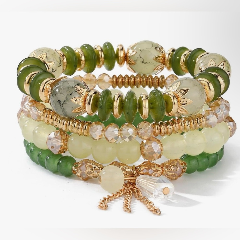 Gorgeous greens and Gold Stackable Bracelets!